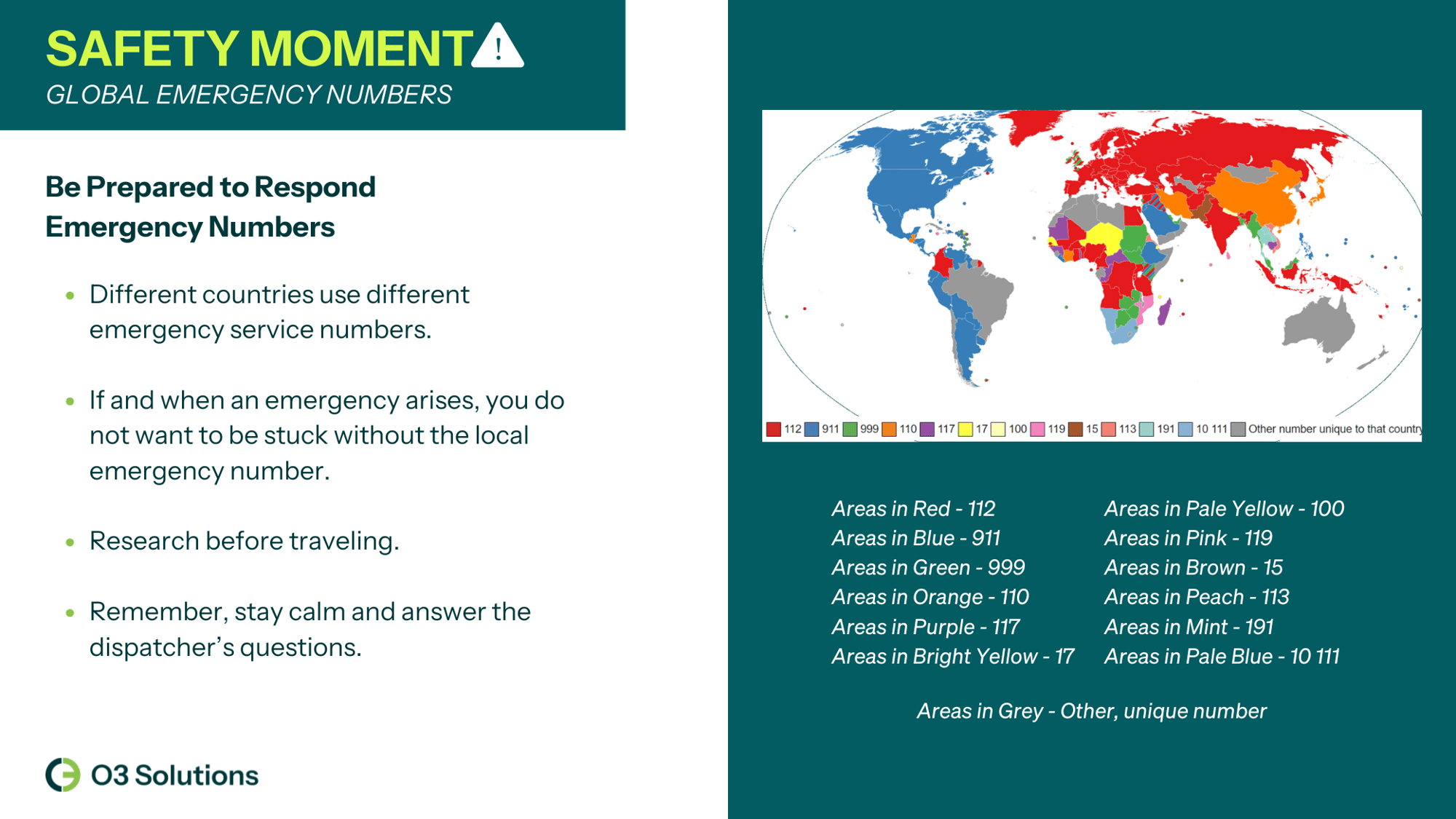 Safety Moment Global Emergency Numbers